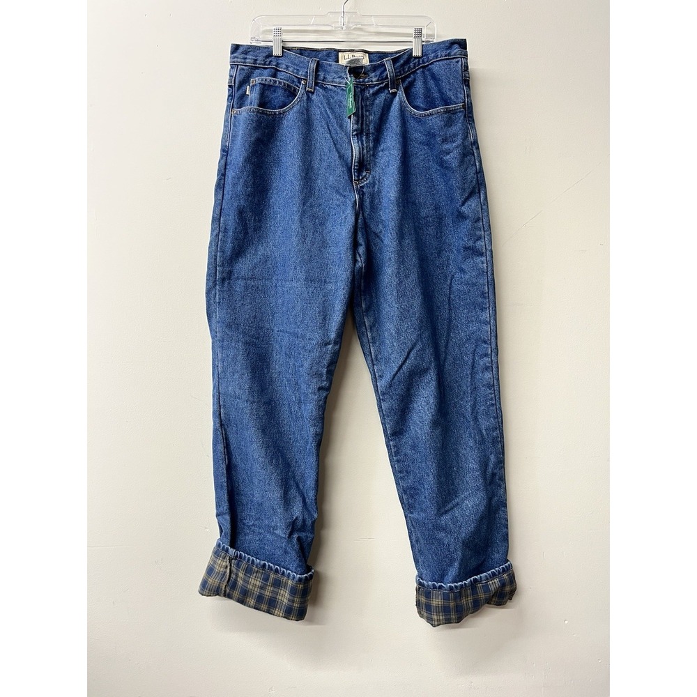 Vintage LL Bean Classic Fit Flannel Lined Blue Denim Jeans Men's 36x34 NWT